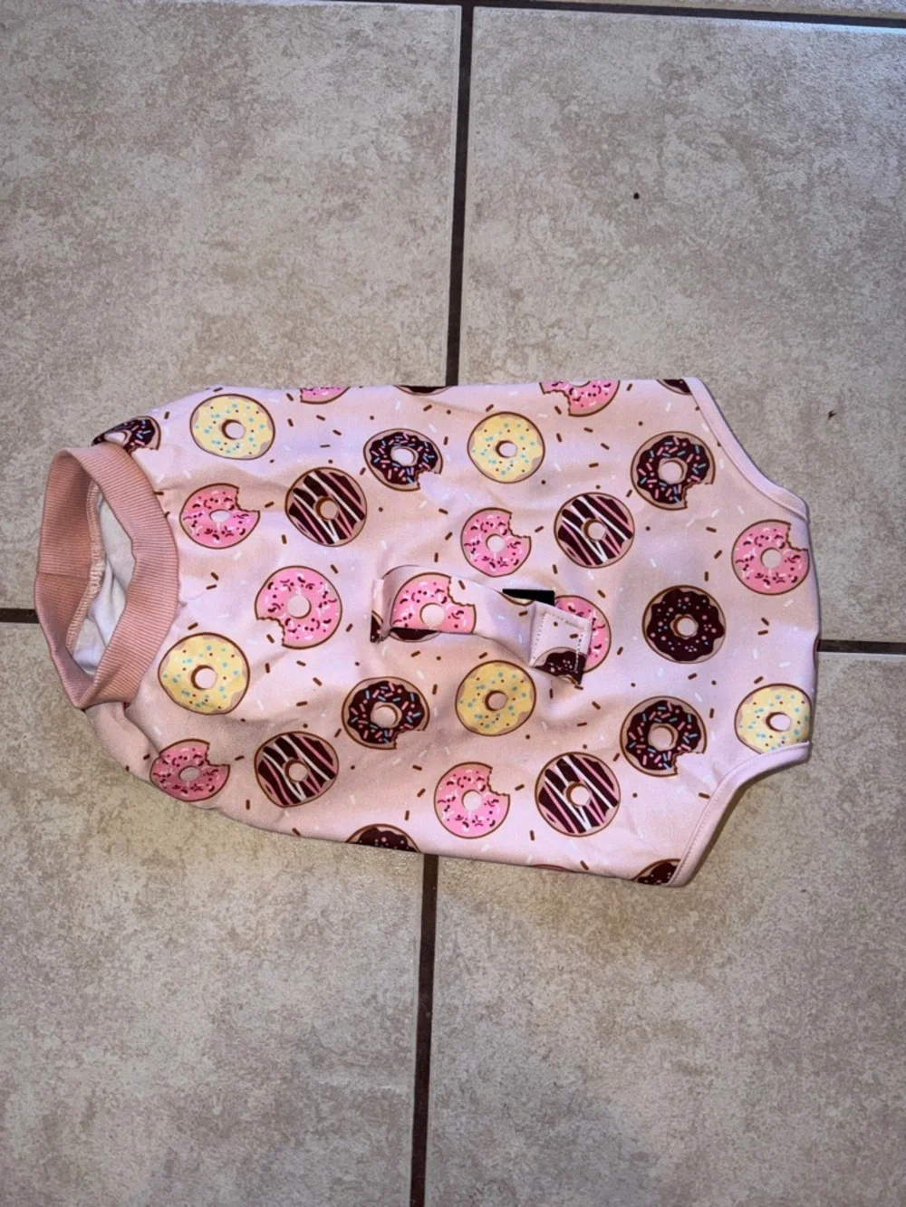 Pink Donut Print Dog recovery pajamas